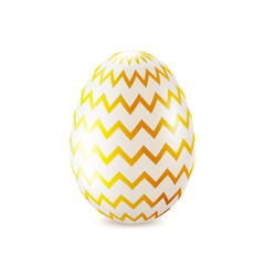 Easter egg with golden zig zag stripes, realistic vector, decorative element for Happy Easter.