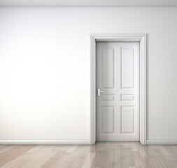 Empty room with white door and white wall