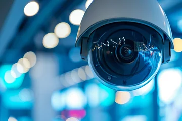 Fotobehang Close-up of a business’s advanced video surveillance system with motion detection and alert notifications © furyon