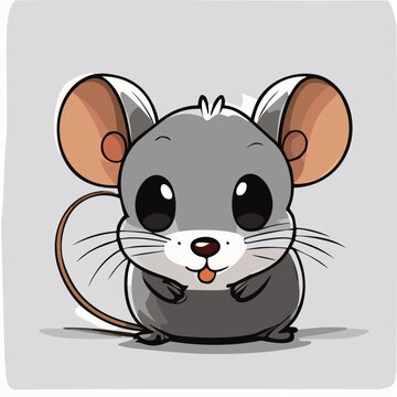 Cute cartoon grey animal mouse vector illustration 10 eps