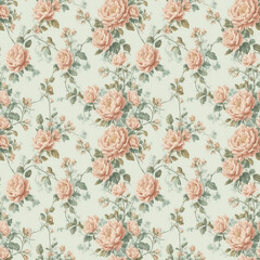 Fototapeta premium Vintage Flower Wallpaper - generative ai, üretken yapay zeka, 