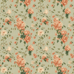 Vintage Flower Wallpaper - generative ai, &uuml;retken yapay zeka, 