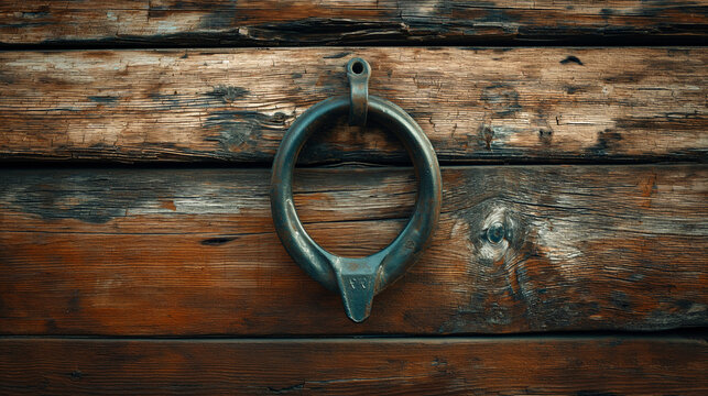 Single horseshoe hung on a rustic wall. generative AI