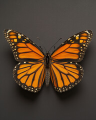 Male Monarch butterfly on black