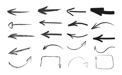 Grunge arrow vector set. Black grunge arrow brushes collection. Grunge arrow, direction