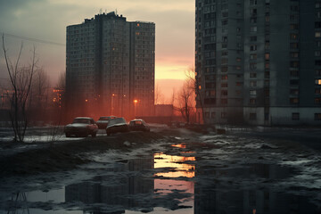 Soviety city district - obrazy, fototapety, plakaty