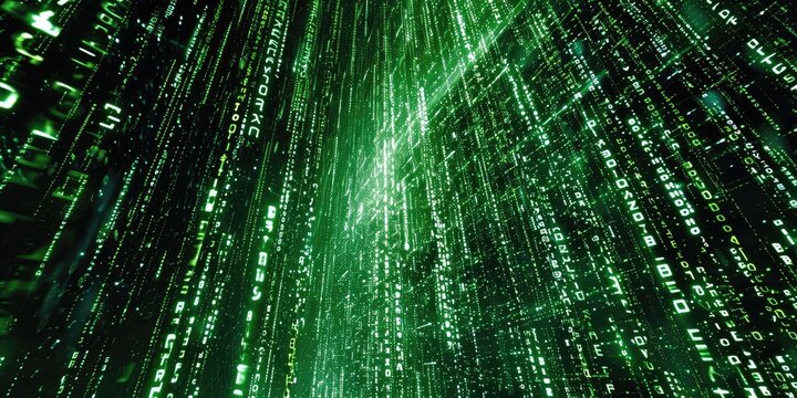 Binary computer matrix code data stream background
