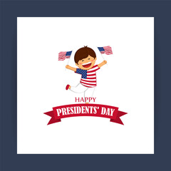 Vector illustration of Happy Presidents Day social media feed template