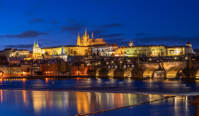 Fototapeta na wymiar Prague, Prague Castle, Charles Bridge, Vltava River, monuments, architecture, history, winter, snow, boats, harbor, pier