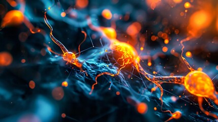 A mesmerizing abstract of heat and light, with fiery colors and glowing neurons creating a sense of vibrant energy