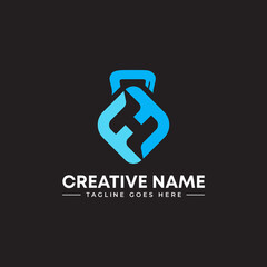 Letter F&H with kettlebell Combination mark logo. kettlebell logo. fitness logo. gym logo