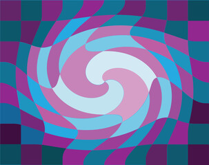 A twisted checkerboard pattern, spirals, circles, purple and pink gradients.  Dark and bright, the 90's background is sweet.