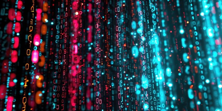 Binary computer matrix code data stream background