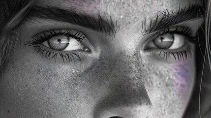 Naklejka premium The athlete's eyes and eyebrows, expressing determination and concentration at the time of the com