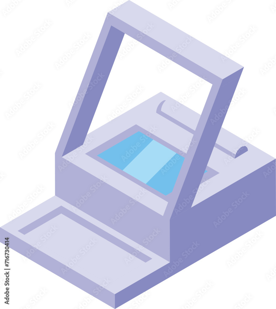Poster microchip pet device icon isometric vector. scanning device. creature gps