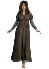 3D Render of Peasant woman