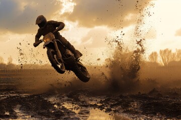Motocross rider in action on the race track. Extreme sport. Motocross. Enduro. Extreme sport concept.