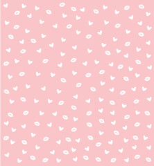 Valentine's Day pattern with hearts and kisses