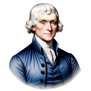 watercolor illustration of thomas jefferson isolated transparent background