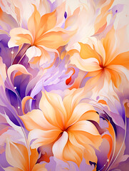 Fototapeta na wymiar Abstract purple and orange floral background 