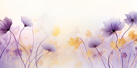 Abstract soft purple and yellow floral background with copy space