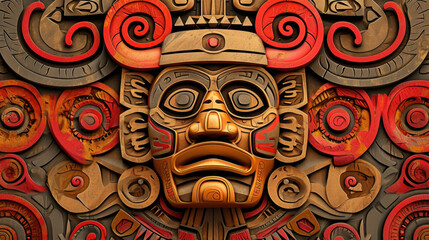 Pagan ornament of a tribe Maya. stone texture - obrazy, fototapety, plakaty