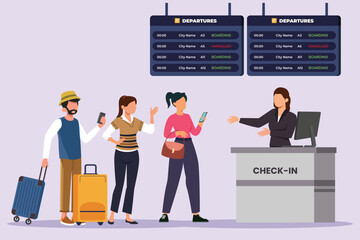 Journey or trip concept. Colored flat vector illustration isolated.