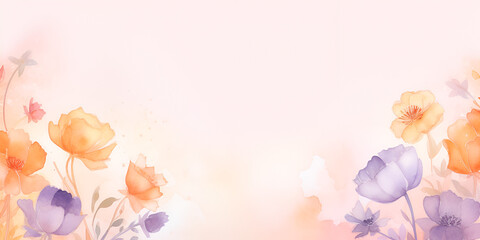 Pastel purple and orange abstract floral background 