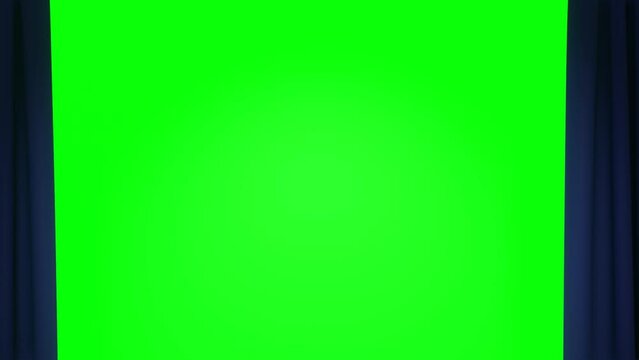 3d animation of blue theater curtains on green screen