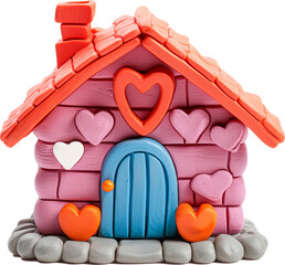 Handcrafted Clay Playhouse with Heart Accents