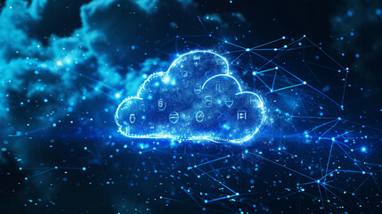 A cloud network with secure user authentication interface, Cloud Security, dynamic and dramatic compositions, with copy space