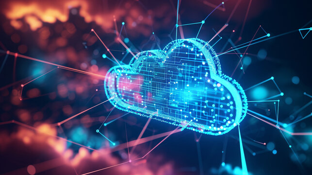 A cloud network with a digital iris scan lock mechanism, Cloud Security, dynamic and dramatic compositions, with copy space