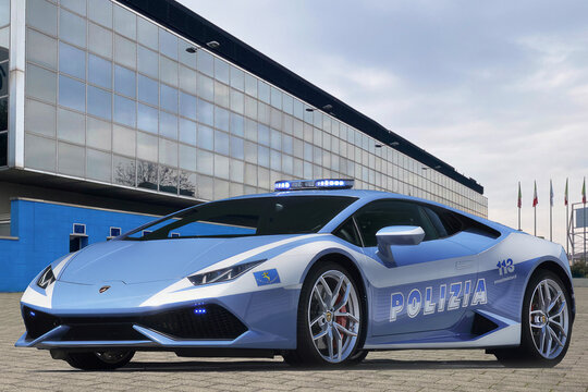 Rome, Italy, 2022,april, 14th, Lamborghini Huracan italian state police