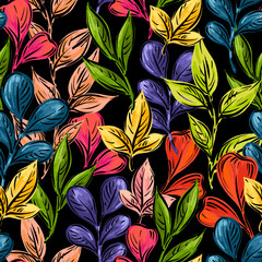 Seamless pattern with decorative plants. Illustration for the design of fabric, wrapping paper, wallpaper and other.	