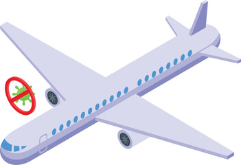 Sanitize aircraft icon isometric vector. Health security mask. Aviation travel