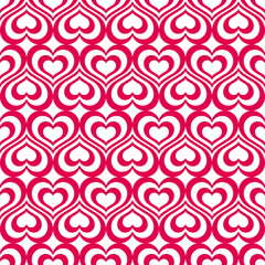 Retro red heart seamless pattern design for valentines day.