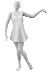 3D Rendered Female mannequin in shirt dress