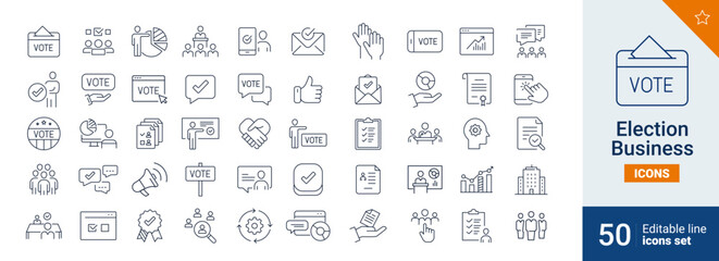 Election icons Pixel perfect. Vote, team, check, ....