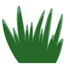 Doodle grass illustration watercolor botanical garden drawing with green color on transparent background that can be used for sticker, icon, decoration, e.t.c 