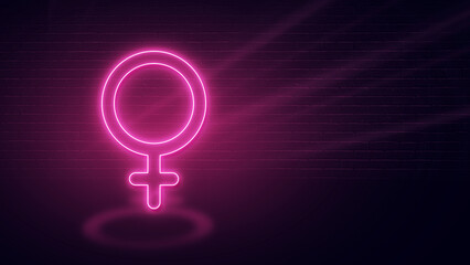 Gender symbol neon effect. icon ping glow horizontal banner with copy space