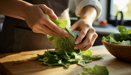 Chefs Fresh Herb Salad Preparation