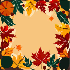 Naklejka na ściany i meble Autumn background with maple leaves and acorns. Vector illustration. Generative AI