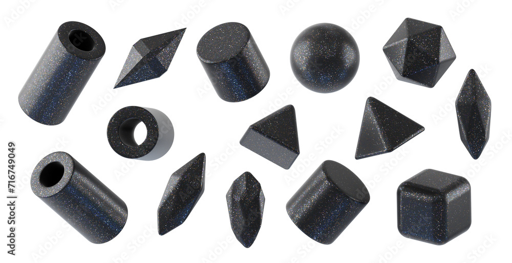Poster terrazzo texture geometry decoration set isolated background 3d rendering