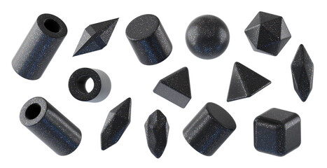 Terrazzo texture geometry decoration set isolated background 3d rendering 