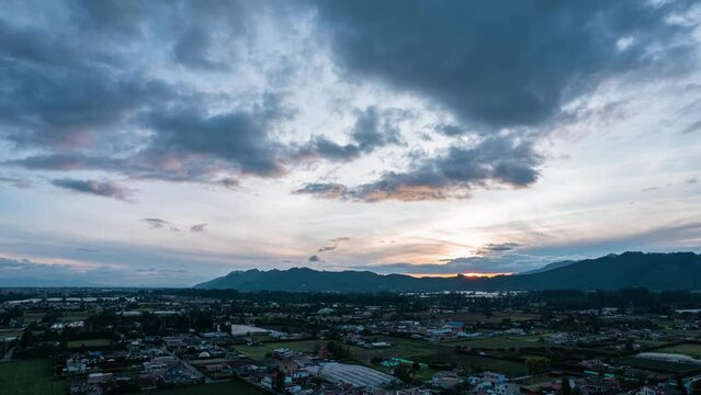 Hyperlapse of clouds over the city