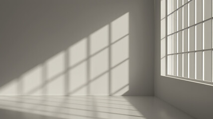 Obraz premium an empty room with the sun beaming in through the window.