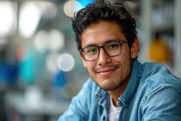A young, Hispanic man employed as an engineer. Generative Ai.