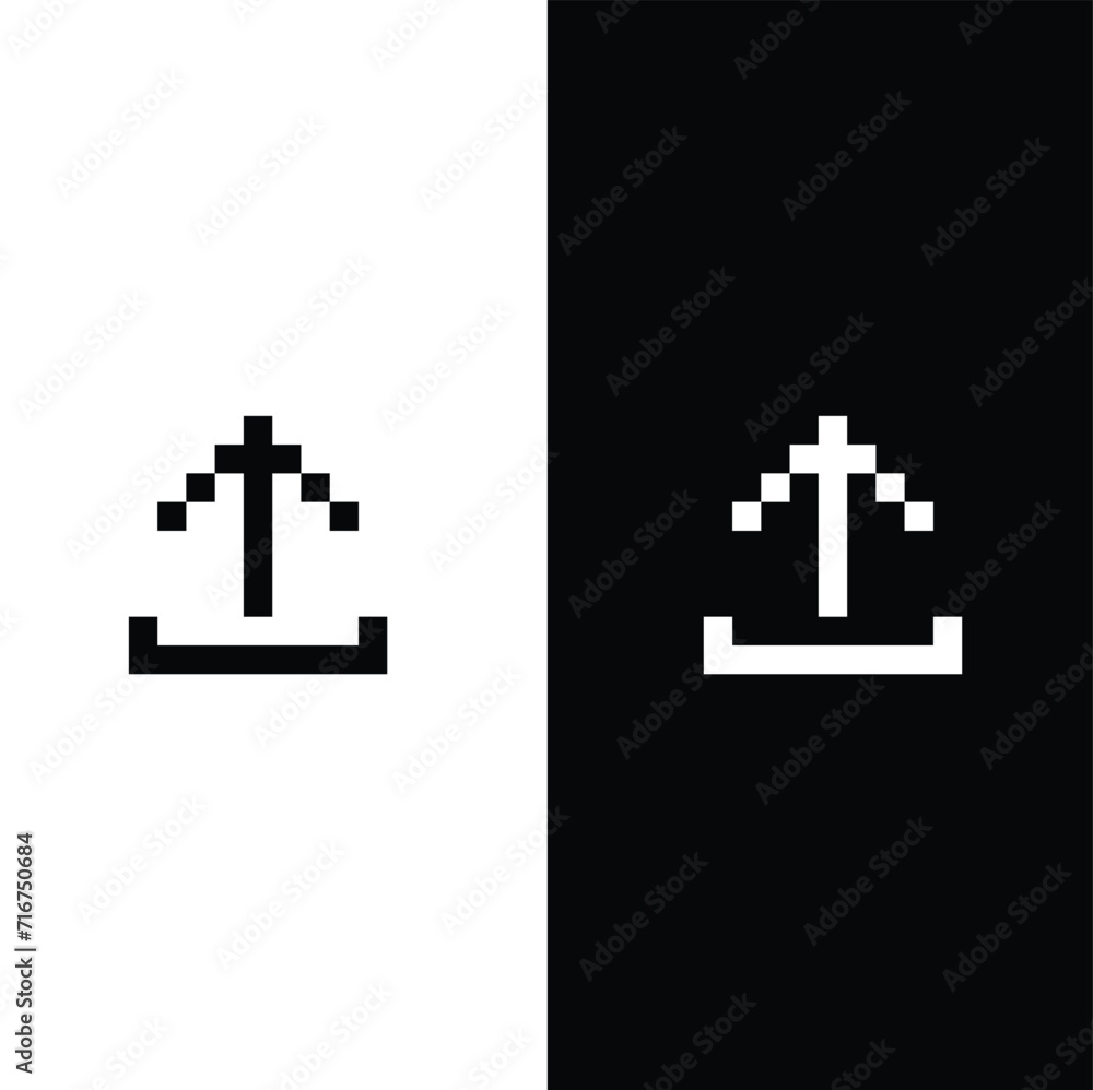 Poster upload pixel art icon vector 8 bit game sign
