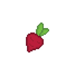 pixel beetroot icon.  Vector pixel art beet root icon 8 bit for game company logo template 