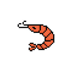 Fototapeta premium pixel Shrimp icon. Vector pixel art Shrimp 8 bit for game logo template 